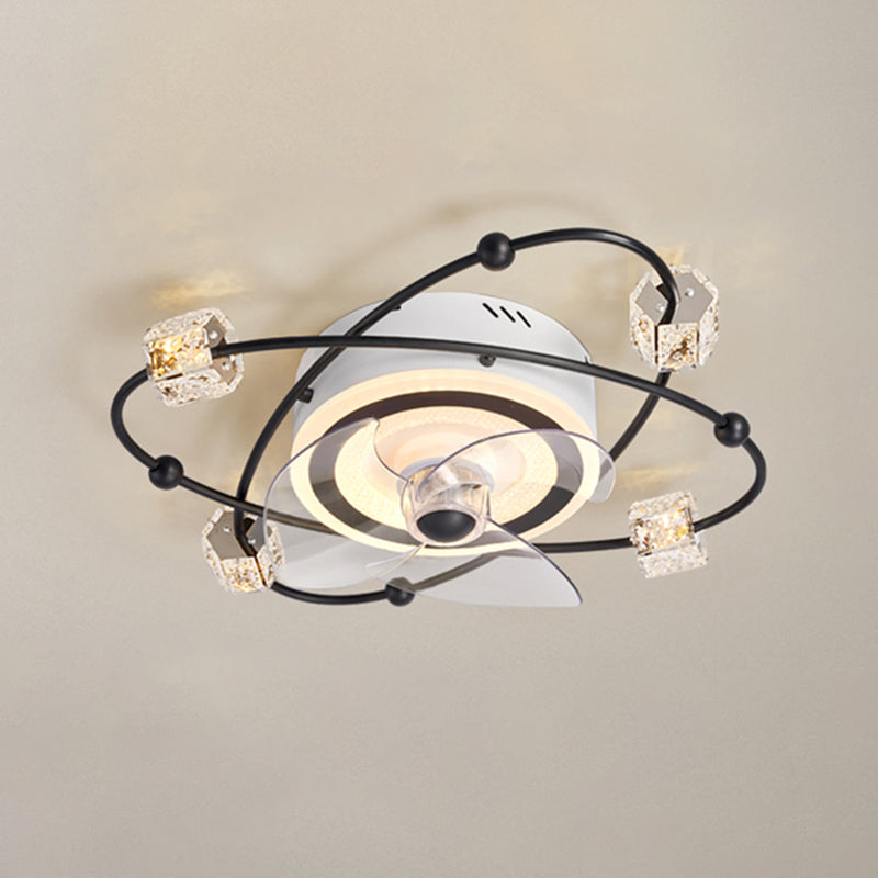 Nordic Round Flush Mount Lüfter Leuchtung Acryl Schlafzimmer LED SEMI Flush Leuchte