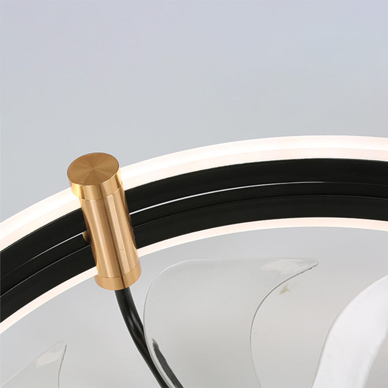 Lampada per ventola a forma di loop semplice camera da letto acrilico semifulco a monte LED