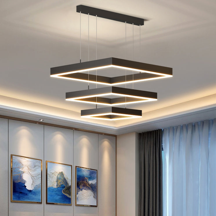 Modern Dining Room Lighting Multiple Squares Chandelier Lighting Fixtures