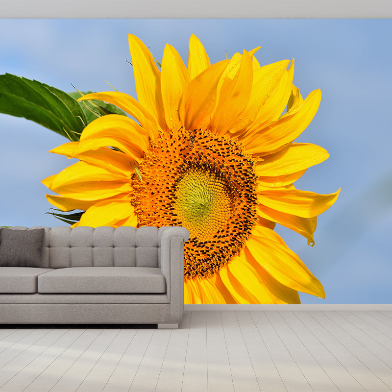 Yellow Sunflower Contemporary Mural Wallpaper for Home Decoration, Waterproofing