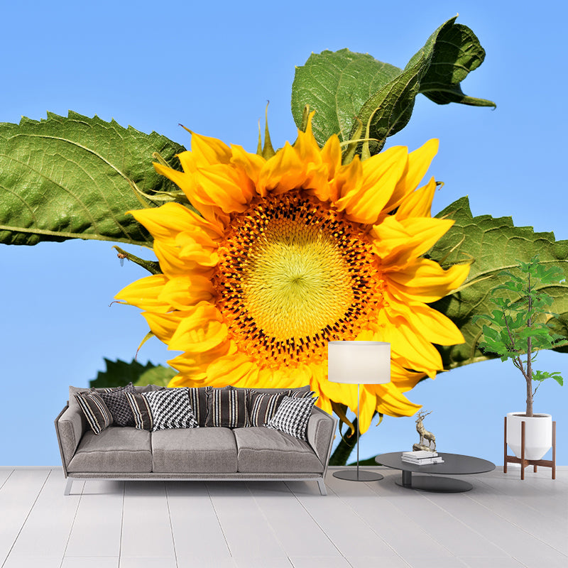 Yellow Sunflower Contemporary Mural Wallpaper for Home Decoration, Waterproofing