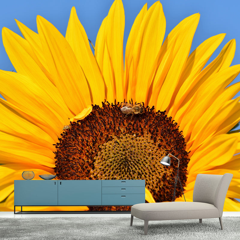 Yellow Sunflower Contemporary Mural Wallpaper for Home Decoration, Waterproofing