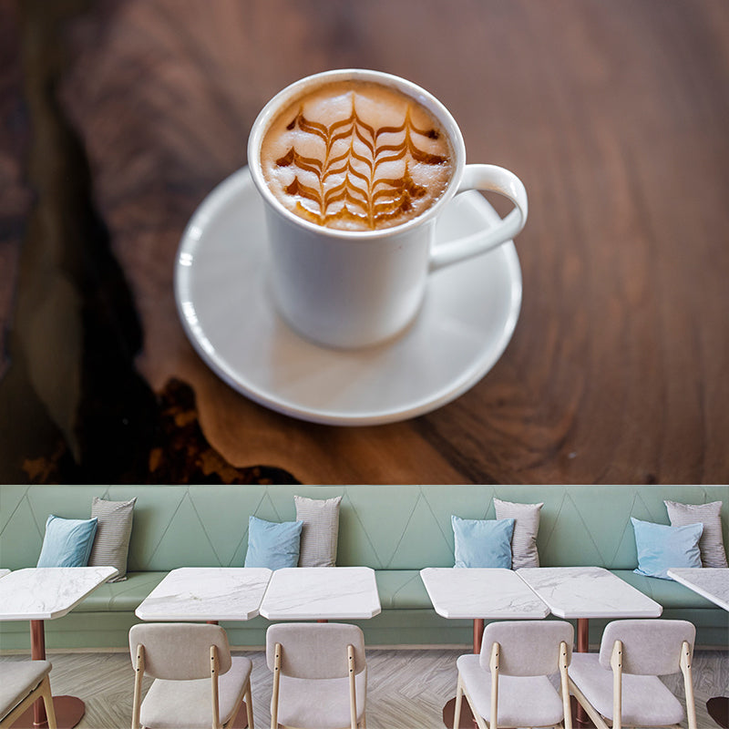 Cappuccino Coffee Mural Wallpaper for Commercial Coffee Shop, Stain Resistant