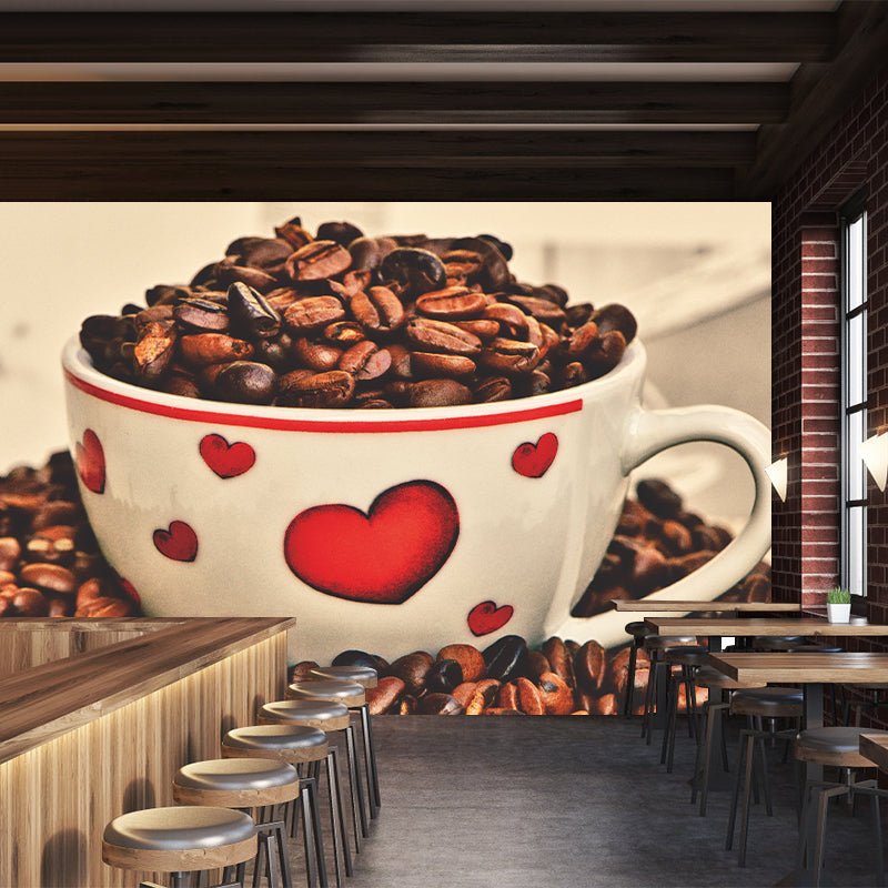 Coffee Beans Simple Wall Mural for Dining Room  Stain Resistant, Made to Measure