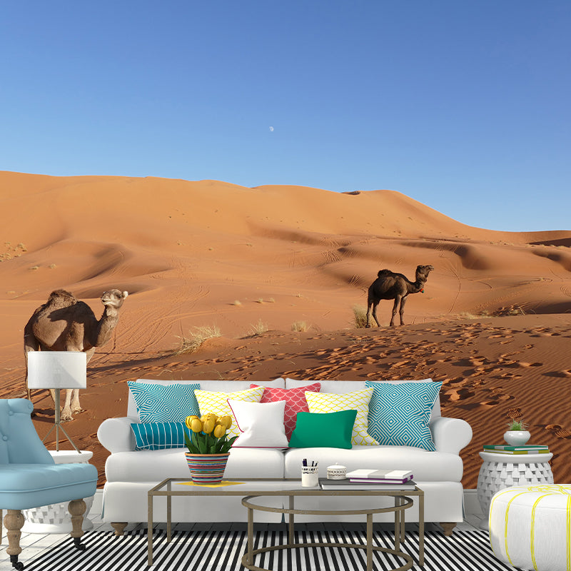 Desert Camel Wall Paper Moisture Resistant Living Room Wall Decor, Custom Size Available