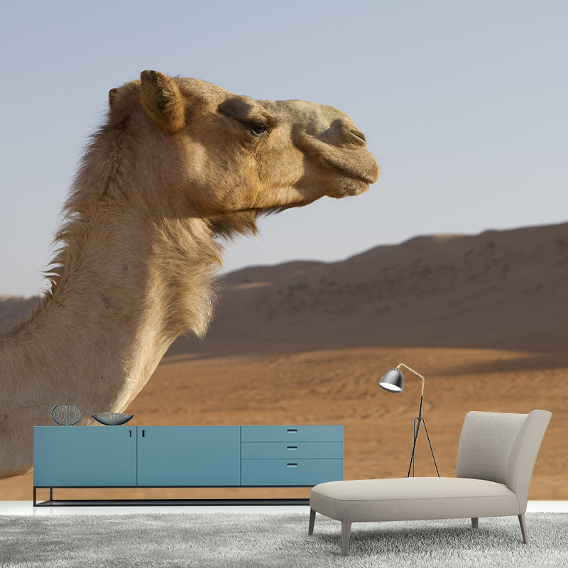 Desert Camel Wall Paper Moisture Resistant Living Room Wall Decor, Custom Size Available