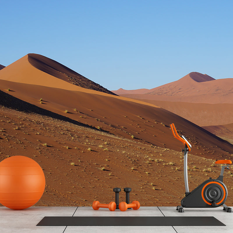 Yellow Desert Scenery Mural Moisture Resistant Wall Art for Sleeping Room