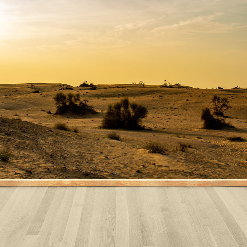 Yellow Desert Scenery Mural Moisture Resistant Wall Art for Sleeping Room