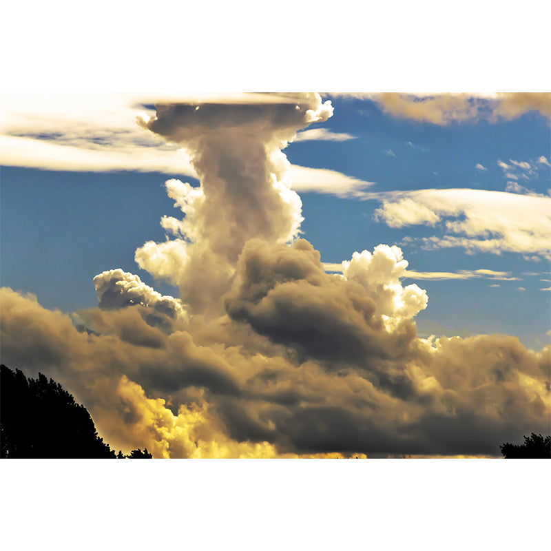 Minimalism Style Cloud Mural Wallpaper for Guest Room Decor in Blue, Made to Measure