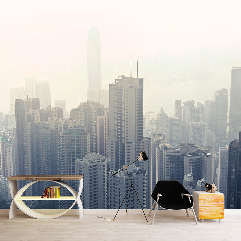 Cityscapes Mural Wallpaper Stain Resistant Wall Covering for Living Room