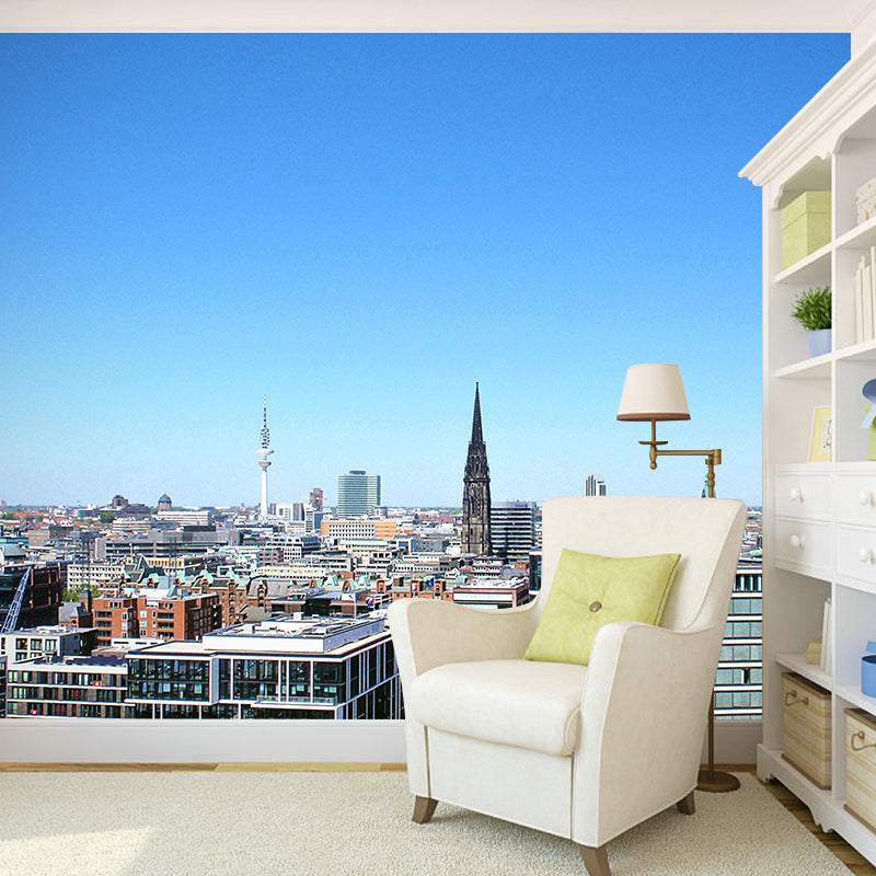 Cityscapes Mural Wallpaper Stain Resistant Wall Covering for Living Room