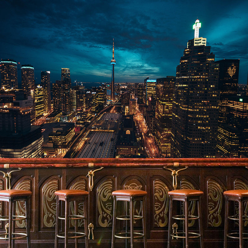 Cityscapes Mural Wallpaper Stain Resistant Wall Covering for Meeting Room Decoration