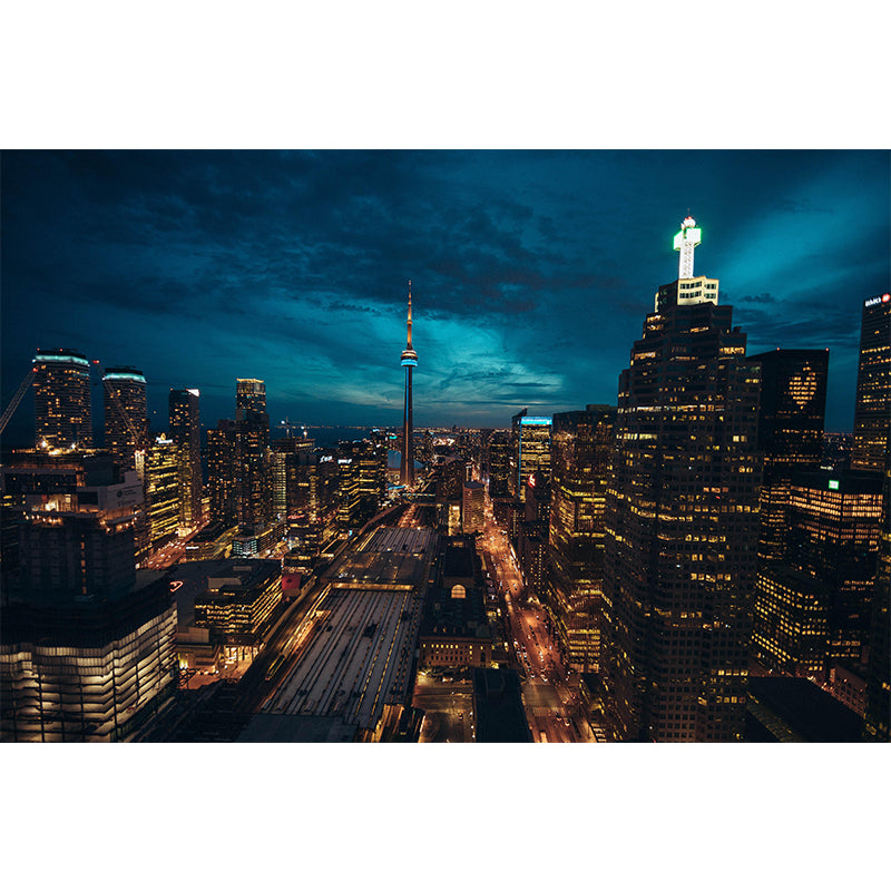 Cityscapes Mural Wallpaper Stain Resistant Wall Covering for Meeting Room Decoration