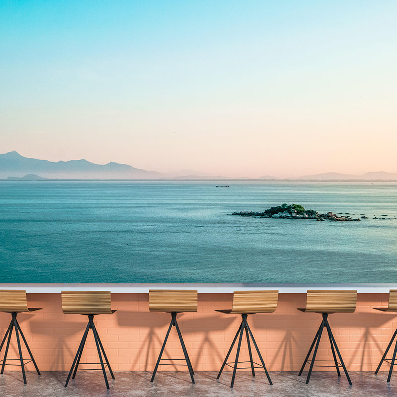 Blue Sea Wallpaper Mural Modern Eco-friendly Wall Covering for Sitting Room