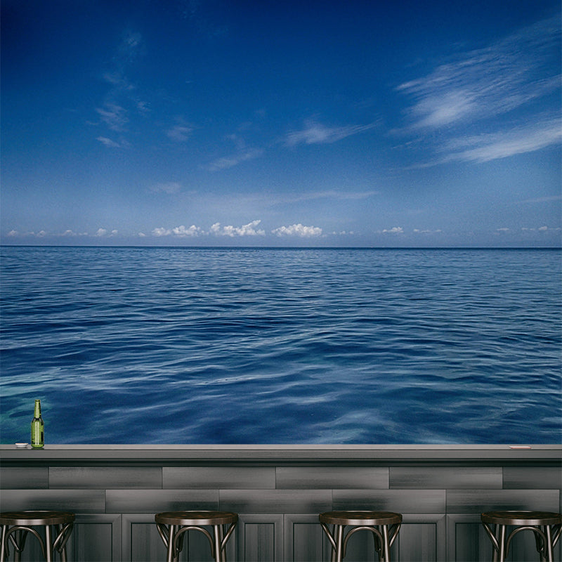 Blue Sea Wallpaper Mural Modern Eco-friendly Wall Covering for Sitting Room