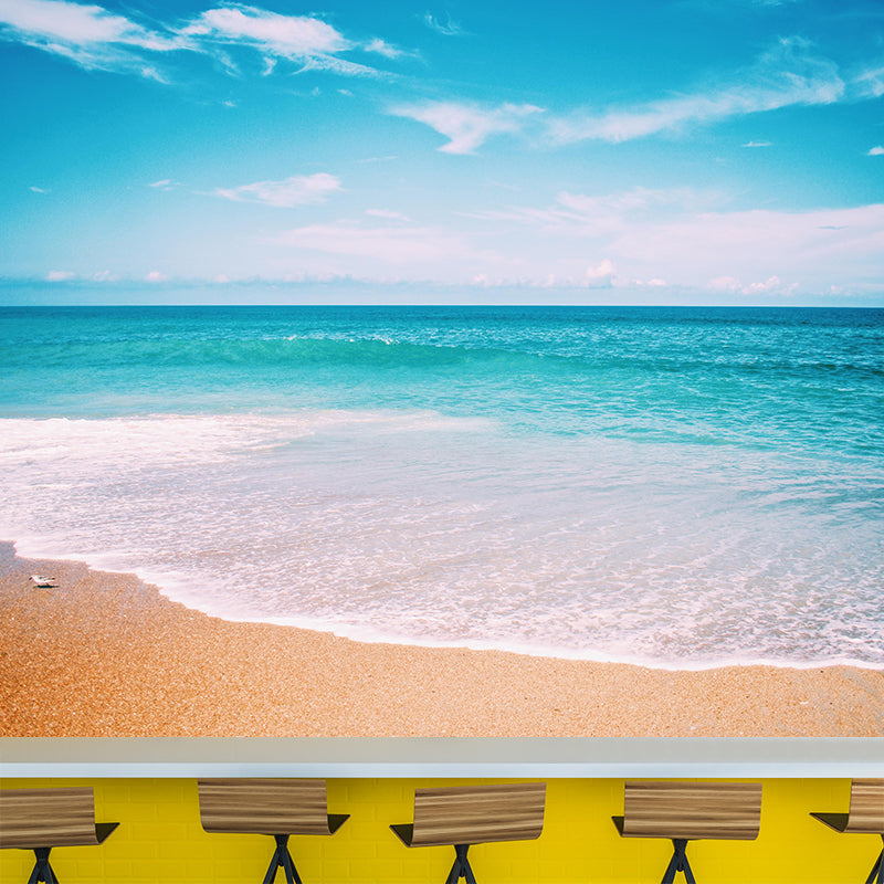 Blue Sea Wallpaper Mural Modern Eco-friendly Wall Covering for Sitting Room