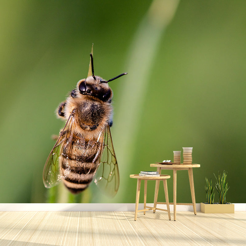 Hardworking Bee Mural Wallpaper Moisture Resistant for Living Room Bedroom