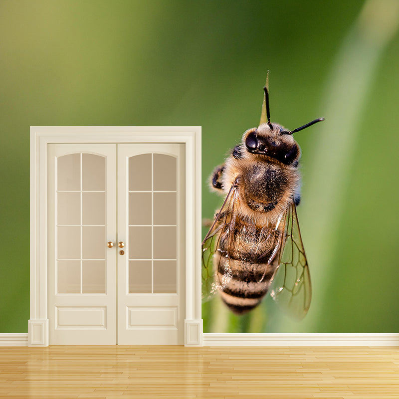 Hardworking Bee Mural Wallpaper Moisture Resistant for Living Room Bedroom