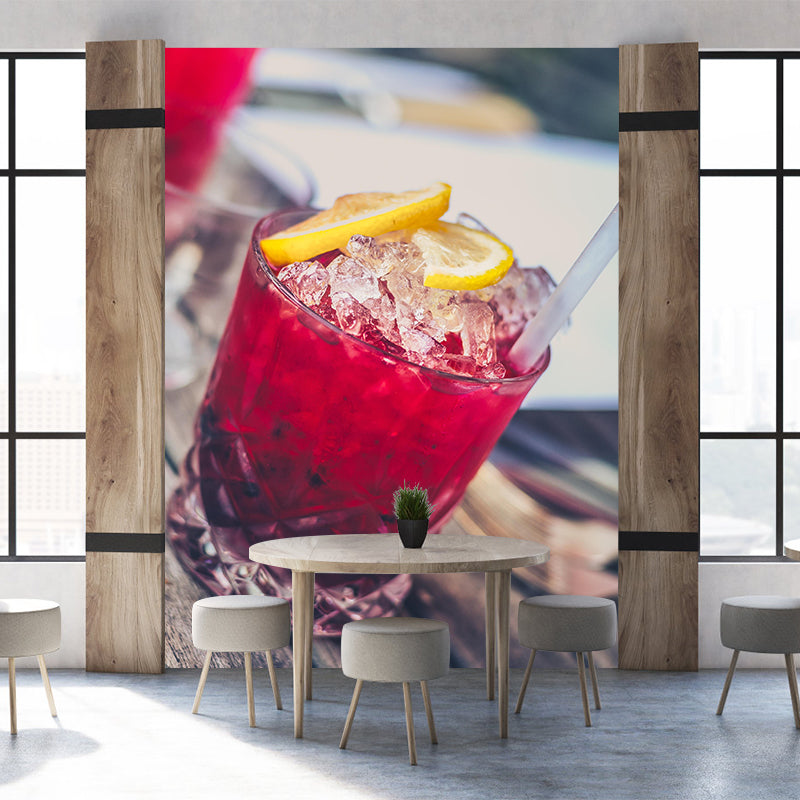 Customized Cocktail Mural Wallpaper Decorative Restaurant Wall Art in Bright Color