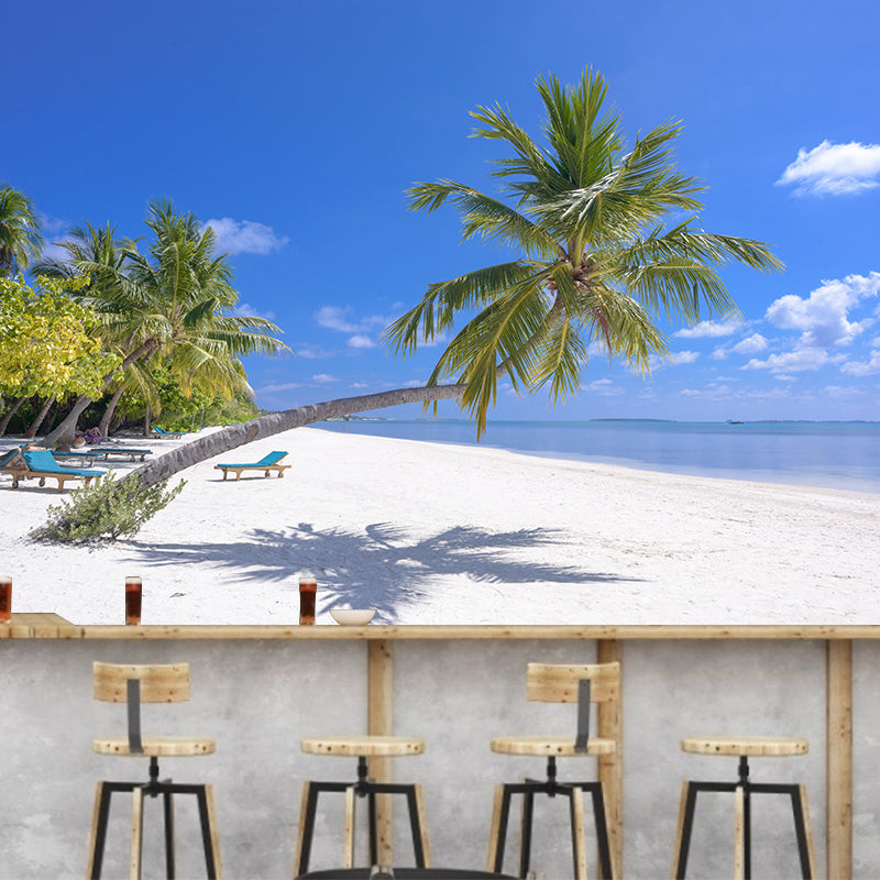 Sandy Beach Coast Wallpaper Mural Contemporary Wall Covering for Bathroom