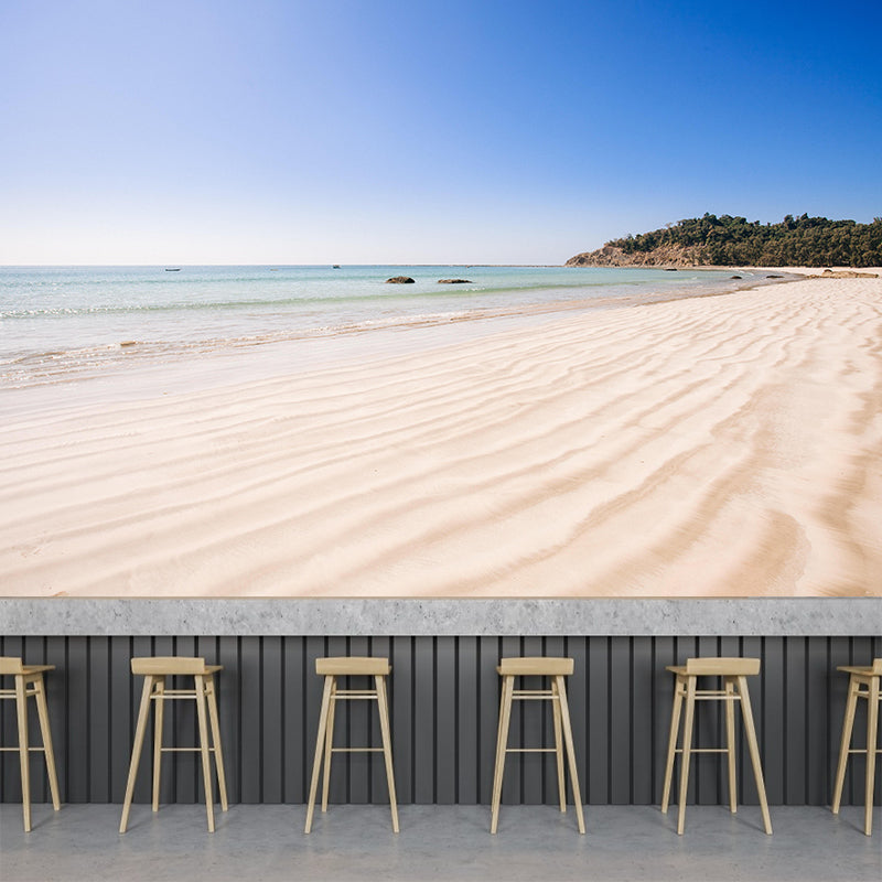 Sandy Beach Coast Wallpaper Mural Contemporary Wall Covering for Bathroom