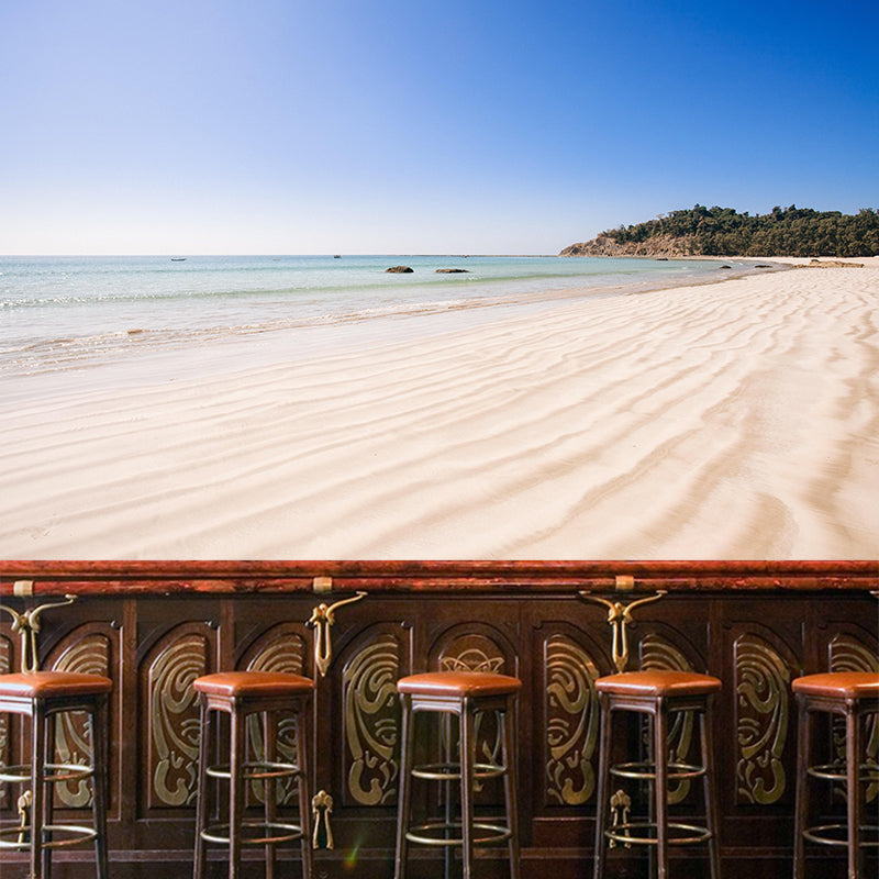 Sandy Beach Coast Wallpaper Mural Contemporary Wall Covering for Bathroom