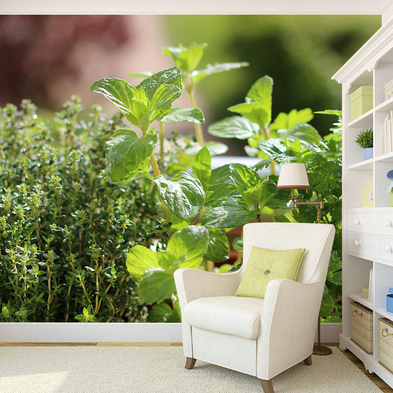 Customized Modern Plants Mural Wallpaper with Thyme Pattern Mildew Resistant
