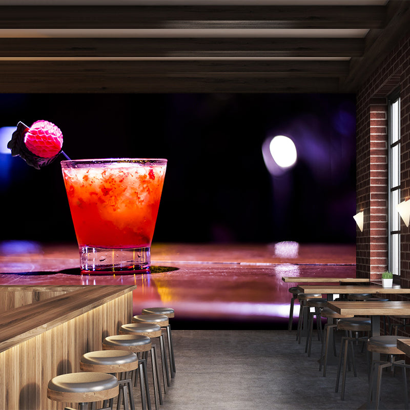 Customized Modern Cocktail Mural Wallpaper Decorative Restaurant Wall Art in Soft Color