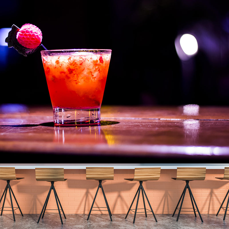 Customized Modern Cocktail Mural Wallpaper Decorative Restaurant Wall Art in Soft Color