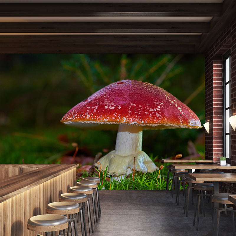 Mushrooms Mural Modern Stain Resistant Bedroom Wall Decor in Bright Color