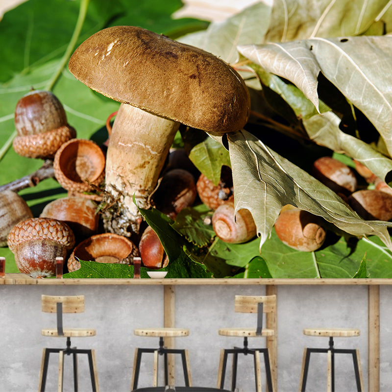 Customized Edible mushrooms Plant Mural Wallpaper Mildew Resistant Wall Decor