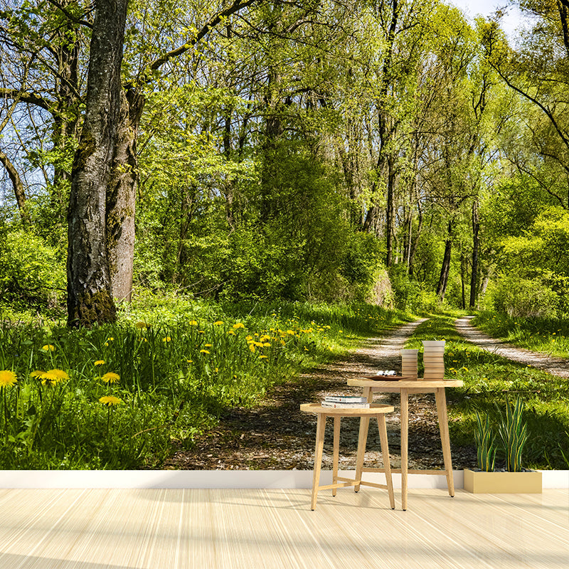 Photographic Spring Forest Mural Mildew Resistant Wall Decor for House Interior