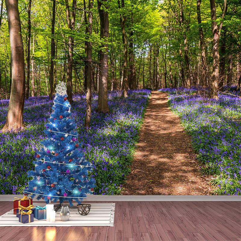 Photographic Spring Forest Mural Mildew Resistant Wall Decor for House Interior