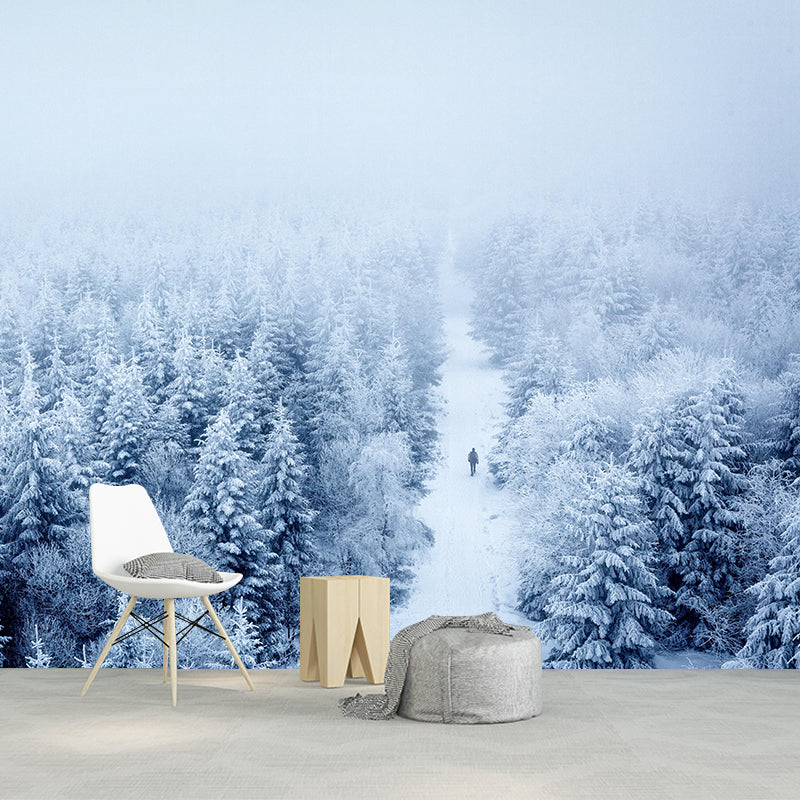 Winter Forest Scenery Wall Mural Contemporary Home Decor for Sitting Room