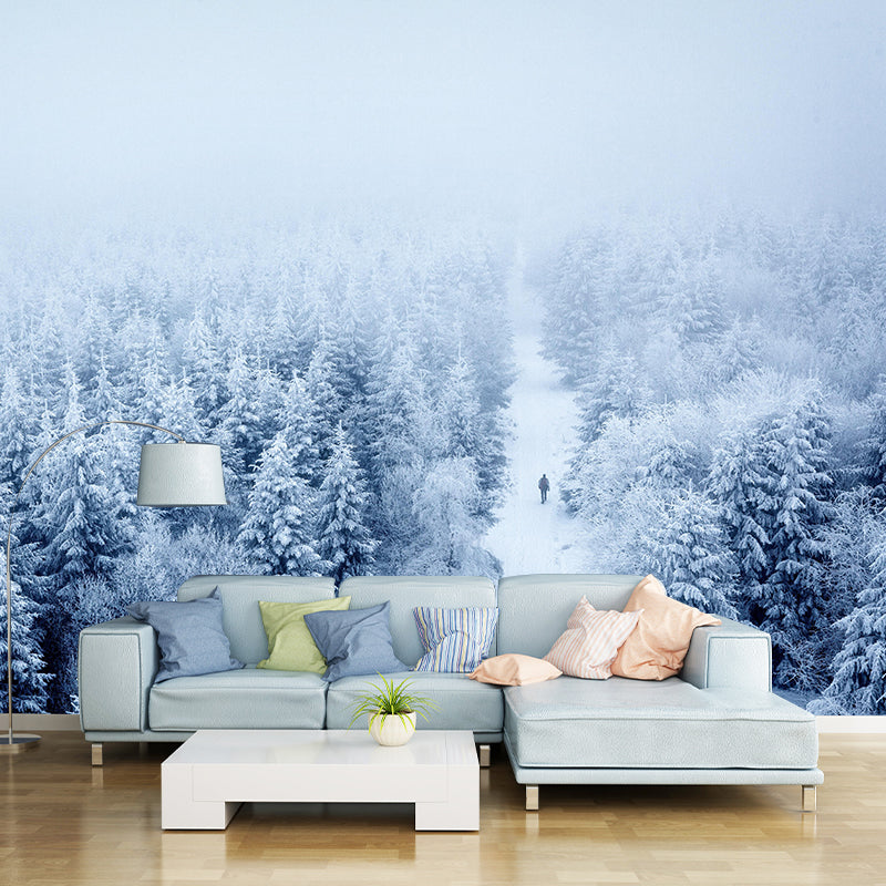 Winter Forest Scenery Wall Mural Contemporary Home Decor for Sitting Room