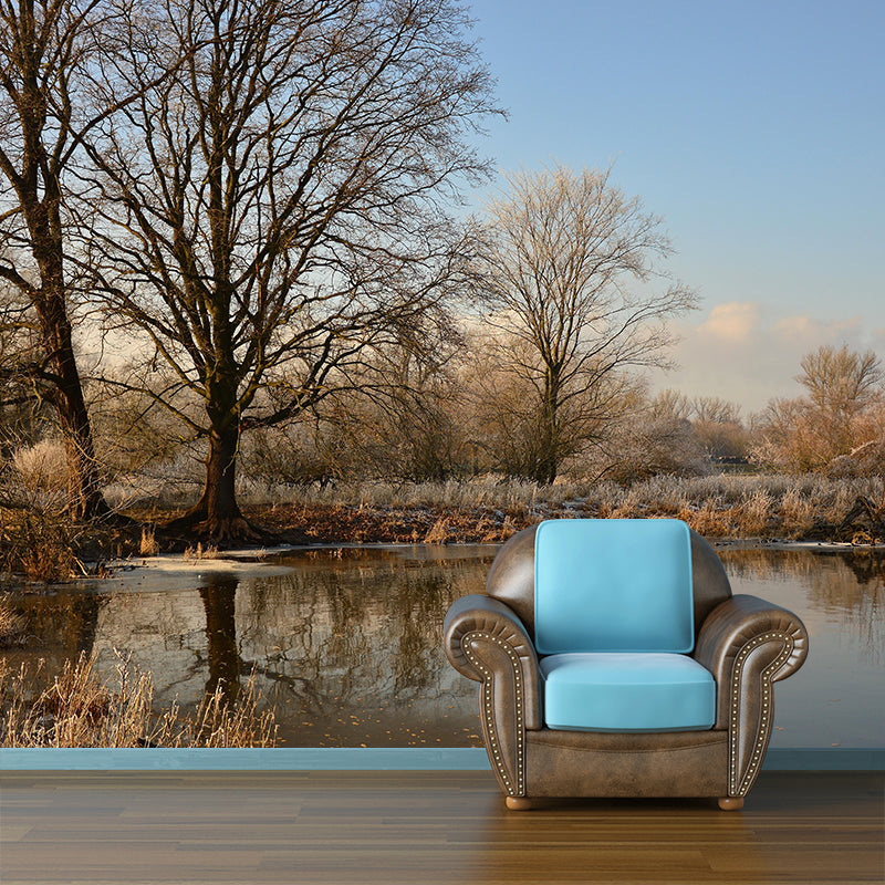 Customized Winter Forest Wall Mural Mildew Resistant Wall Decor for House Interior