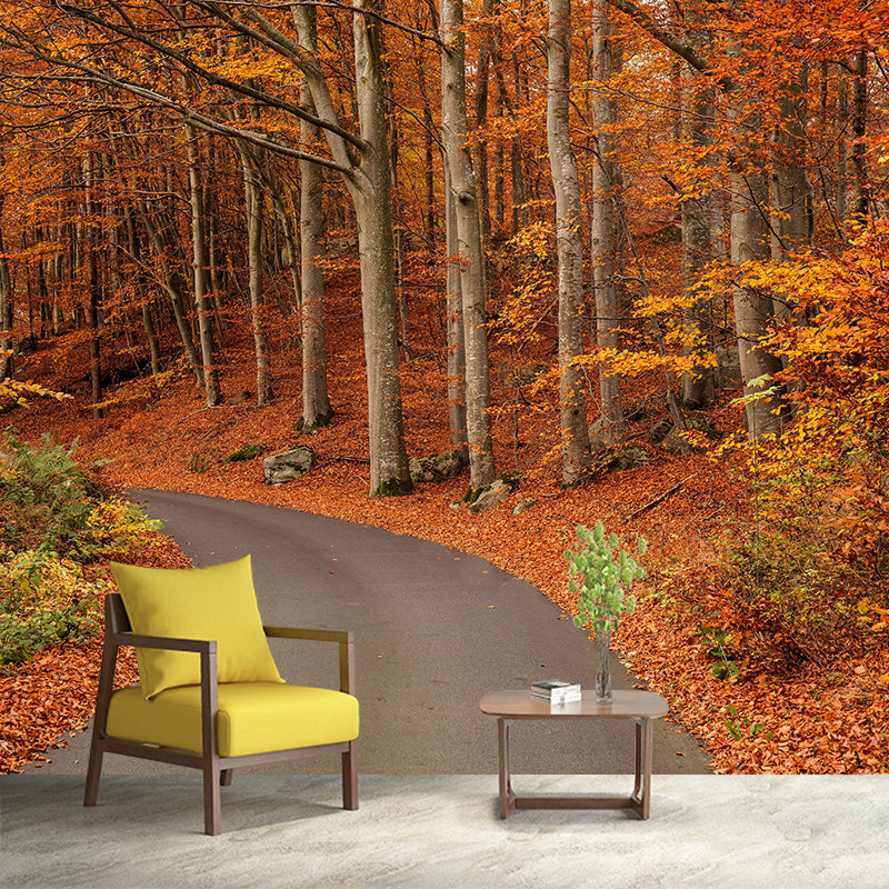 Photographic Autumn Forest Mural Mildew Resistant Wall Decor for House Interior