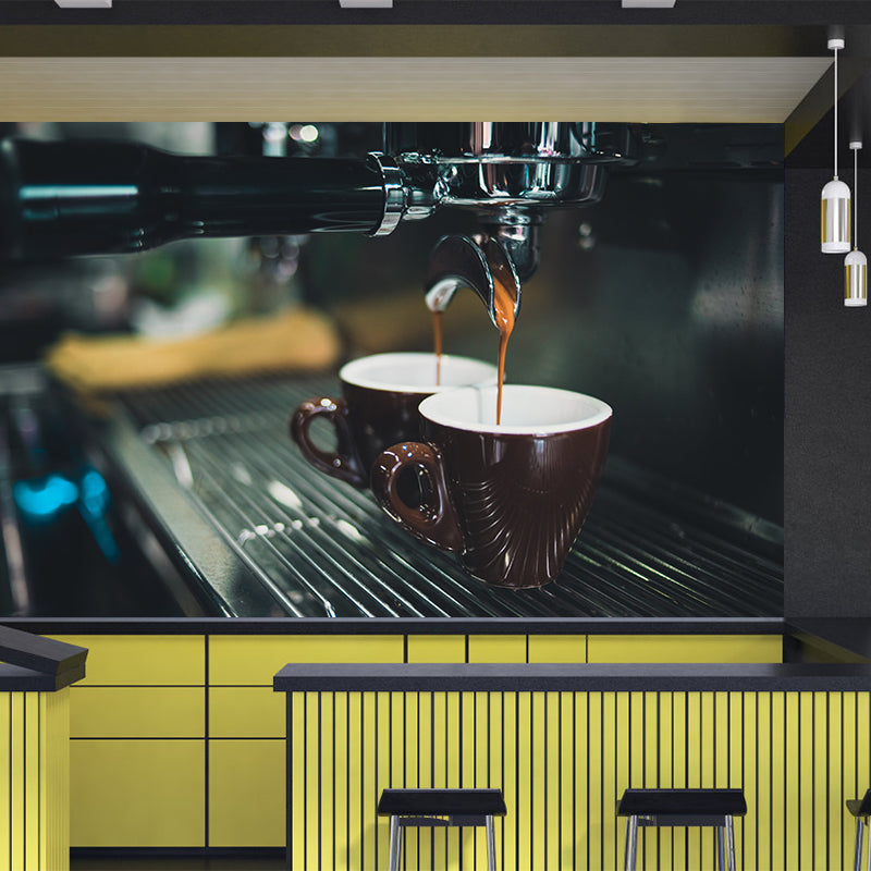 Fragrant Coffee Mural Wallpaper Environment Friendly Decorative Restaurant