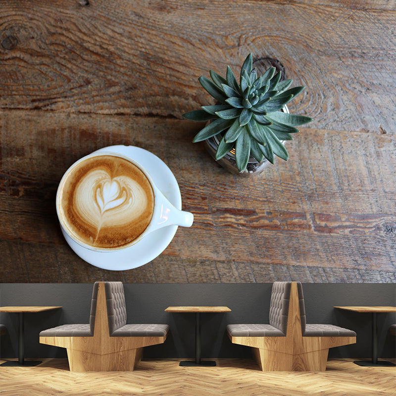 Fragrant Coffee Mural Wallpaper Environment Friendly Decorative Restaurant