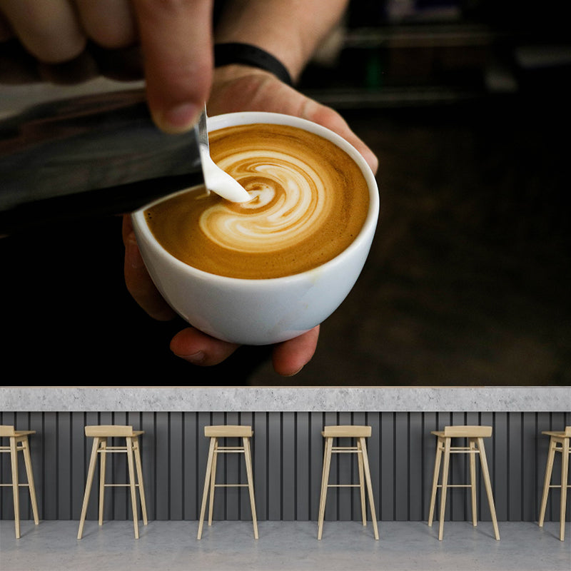 Fragrant Coffee Mural Wallpaper with Beautiful Pattern Decorative Restaurant