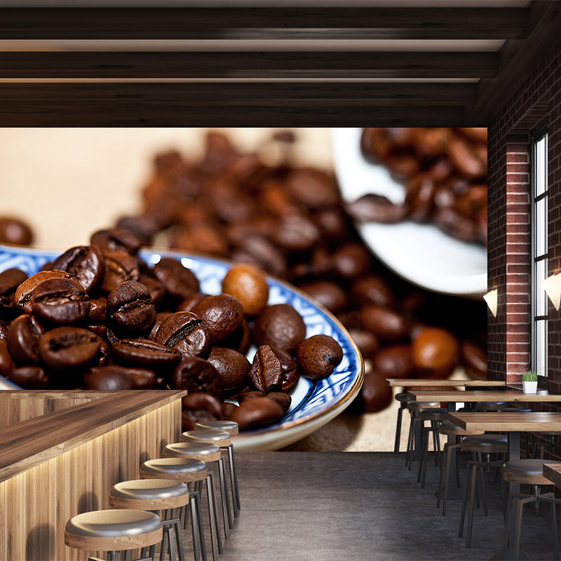 Customized Coffee Beans Mural Wallpaper Commercial Use Decorative Restaurant