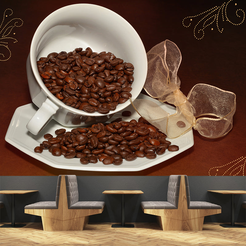 Customized Coffee Beans Mural Wallpaper Commercial Use Decorative Restaurant