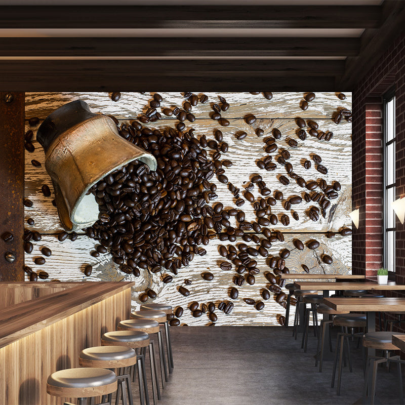 Business Fragrant Coffee Beans Mural Decal Stain Resistant Coffee Shop Wall Covering