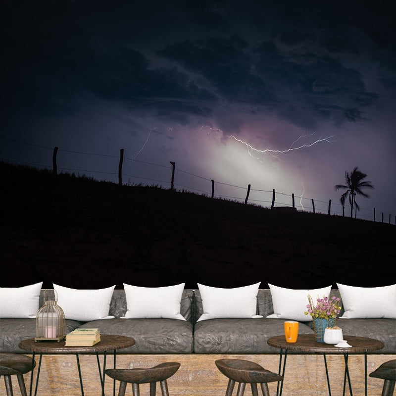 Terrible Lightning Wall Murals Contemporary Photography Style Wall Art for Bedroom