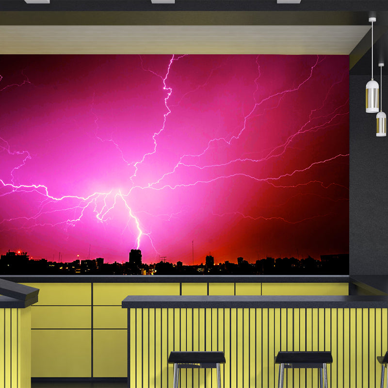 Terrible Lightning Wall Murals Contemporary Photography Style Wall Art for Bedroom