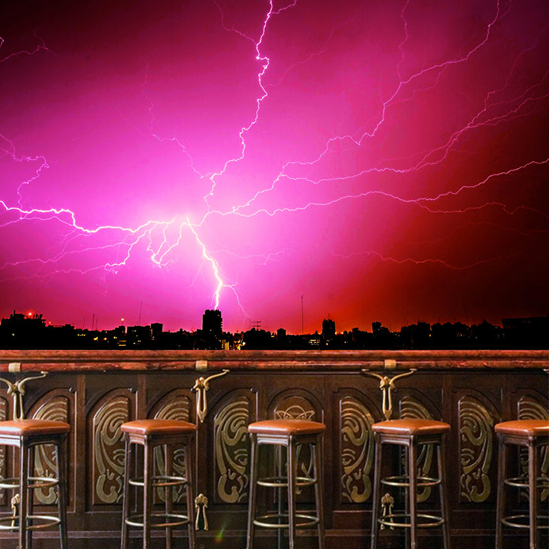 Terrible Lightning Wall Murals Contemporary Photography Style Wall Art for Bedroom