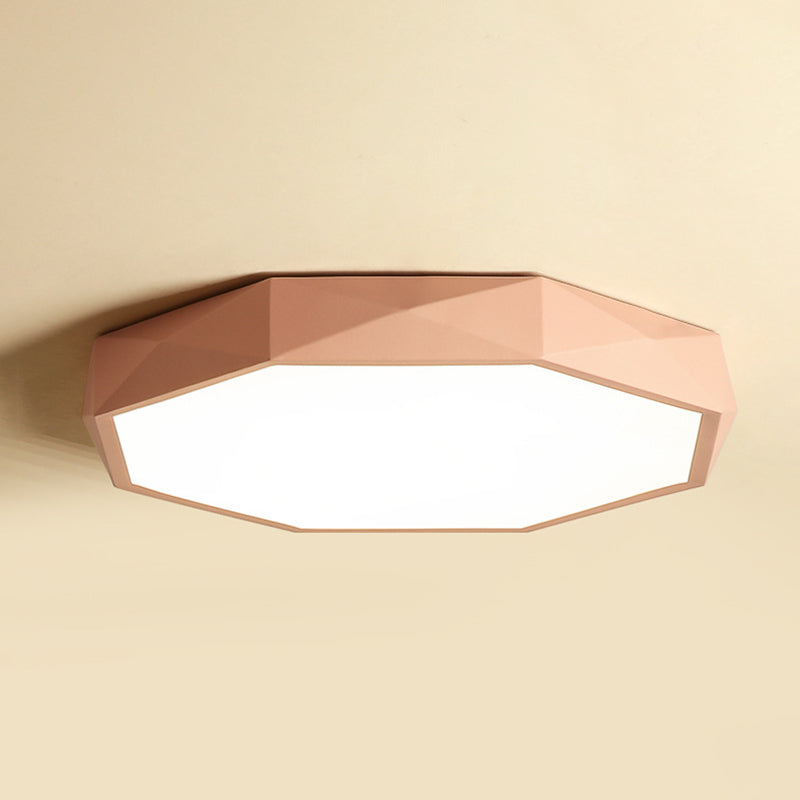 Geometría acrílica LED integrado Sala de estar moderna y sencilla lámpara de techo de hierro Macaron