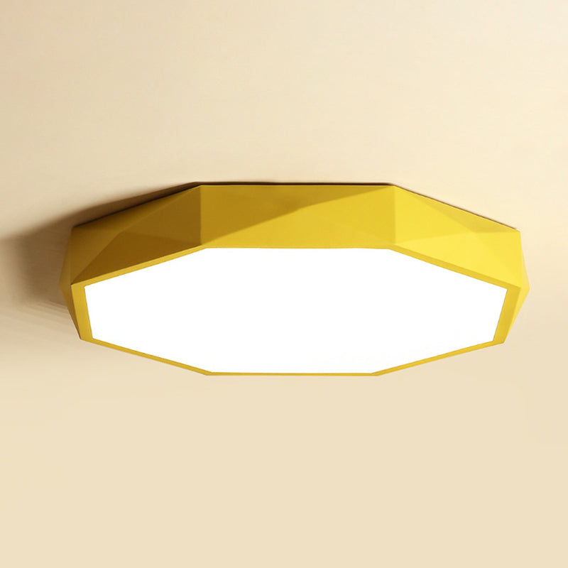 Geometría acrílica LED integrado Sala de estar moderna y sencilla lámpara de techo de hierro Macaron