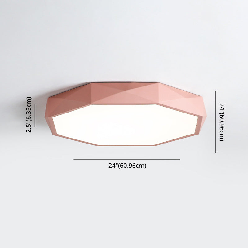 Geometría acrílica LED integrado Sala de estar moderna y sencilla lámpara de techo de hierro Macaron