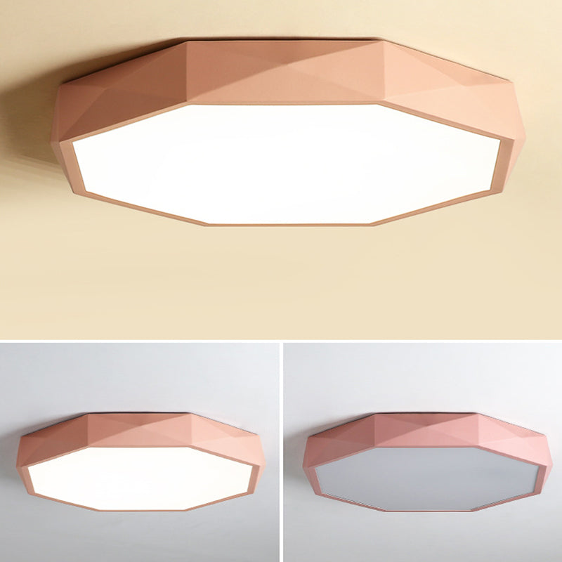 Geometría acrílica LED integrado Sala de estar moderna y sencilla lámpara de techo de hierro Macaron